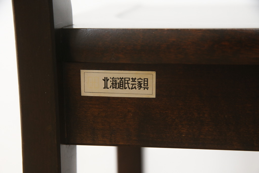 中古　北海道民芸家具　HM620　滑らかな木肌が上品なダイニングチェア(椅子、イス、板座チェア、ラダーバックチェア)(R-075629)