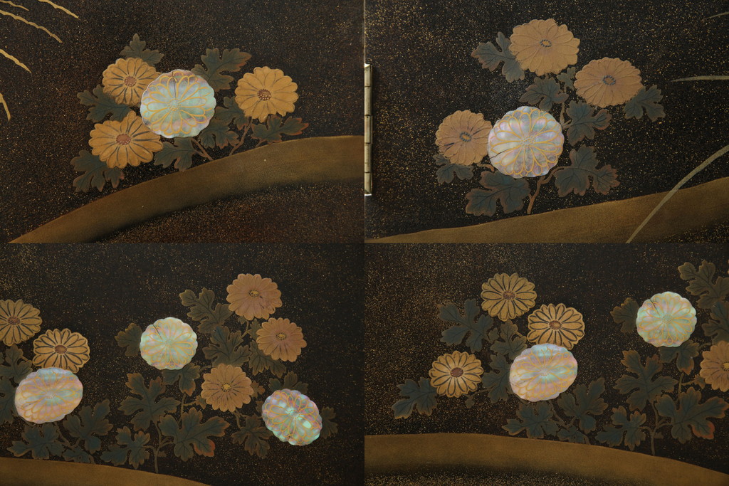 中古　美品　最高級　総漆塗り　まるで絵画のような前面蒔絵と螺鈿細工の意匠が楽しめる中桐箪笥(和タンス、和たんす、着物箪笥、和服箪笥、引き出し)(定価約400万円)(R-057975)