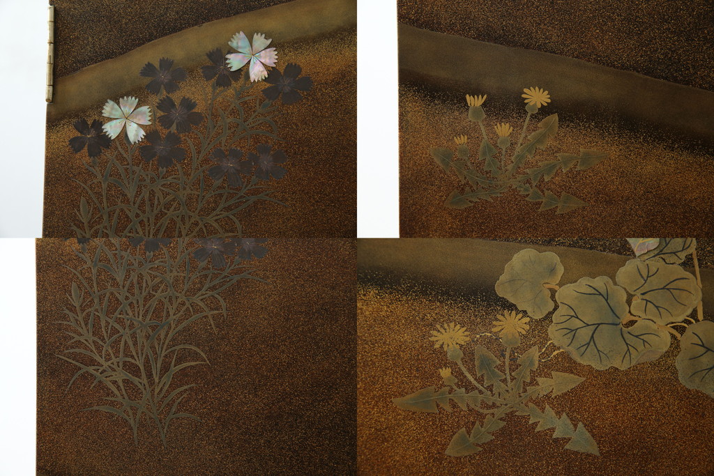 中古　美品　最高級　総漆塗り　まるで絵画のような前面蒔絵と螺鈿細工の意匠が楽しめる中桐箪笥(和タンス、和たんす、着物箪笥、和服箪笥、引き出し)(定価約400万円)(R-057977)