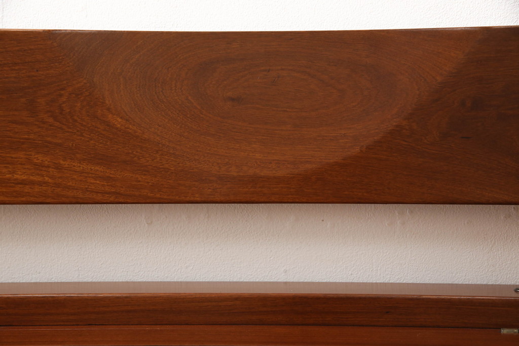 中古　美品　花梨材の温かみのある色合いと木目を楽しめる収納付きベンチ(長椅子、イス、板座チェア)(R-057673)
