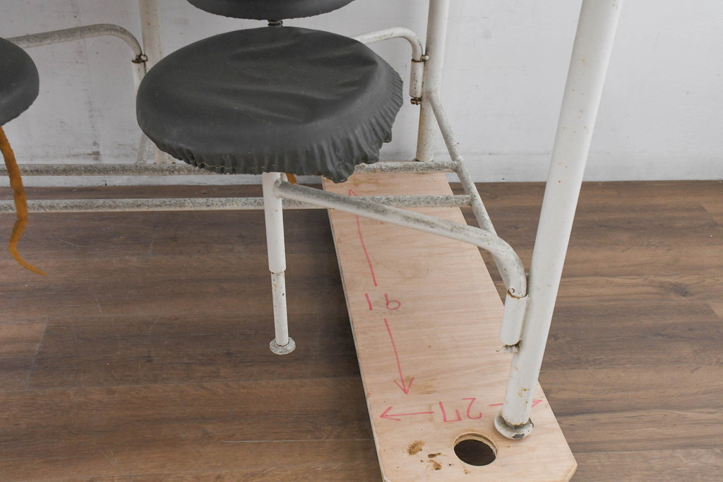 6脚格納スツール付きテーブル(6人掛け、ダイニングテーブル、作業台)(R-083533)