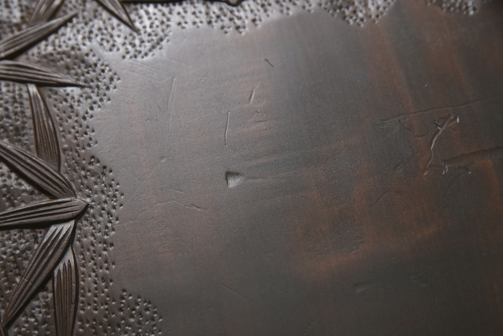 和製ビンテージ　軽井沢彫り　大胆にあしらわれた竹の図案が目を惹く小引き出し(小物収納、チェスト、引き出し、ヴィンテージ)(R-061417)