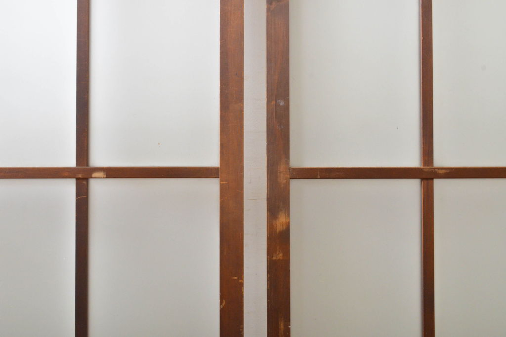 アンティーク建具　シンプルなデザインでお部屋に取り入れやすいガラス戸2枚セット(引き戸、建具)(R-062699)