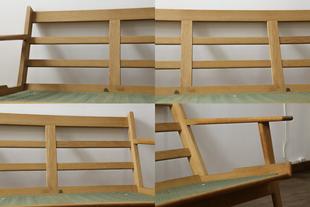 北欧家具　デンマークビンテージ　本革(レザー)　GETAMA(ゲタマ)　Hans J Wegner(ハンス・J・ウェグナー)　GE290　くつろぎの空間を演出するアーム付き3人掛けソファ(3P、三人掛け、アームソファ、トリプルソファ、3シーター、北欧、ヴィンテージ)(R-072801)