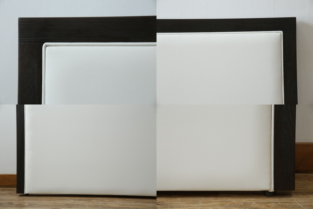 中古　美品　IDC大塚家具オリジナル　「ジオR」　合皮　モダンでシャープなデザインが格好良いセミダブルベッドフレーム(定価約15万円)(ベッド)(R-059378)