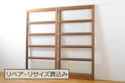アンティーク建具　昭和初期　シンプルな木製フレームの障子戸4枚セット(建具、引き戸)(R-036760)