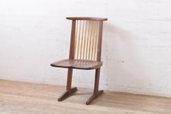 中古　ジョージナカシマ　桜製作所　コノイドチェア(CONOID CHAIR)　CN101　スタイリッシュな佇まいのサイドチェア(ジョージ・ナカシマ、板座チェア、ダイニングチェア、椅子、イス)(R-068143)