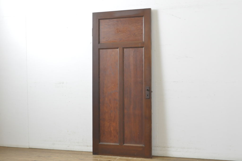 アンティーク建具　上手物!!　枠ナラ材　濃い木色で落ち着きのある空間を演出するドア1枚(扉、木製ドア、建具)(R-062802)