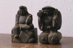 【古美術買取】明治期　恵比寿・大黒像(アンティーク　置物　古銅)を買取りました。