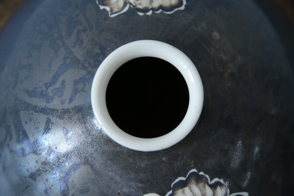和製アンティーク　オールドノリタケ(則武、日本陶器、Noritake)　希少デザイン　手書き風の花模様と落ち着いた色合いが魅力の照明カバー(シェード、電笠、ペンダントライト、吊り下げ照明、天井照明)(R-083329)