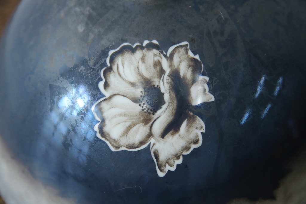 和製アンティーク　オールドノリタケ(則武、日本陶器、Noritake)　希少デザイン　手書き風の花模様と落ち着いた色合いが魅力の照明カバー(シェード、電笠、ペンダントライト、吊り下げ照明、天井照明)(R-083329)