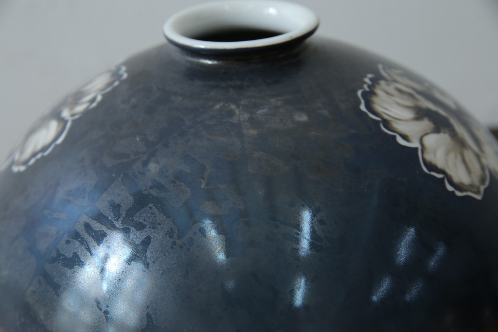 和製アンティーク　オールドノリタケ(則武、日本陶器、Noritake)　希少デザイン　手書き風の花模様と落ち着いた色合いが魅力の照明カバー(シェード、電笠、ペンダントライト、吊り下げ照明、天井照明)(R-083329)