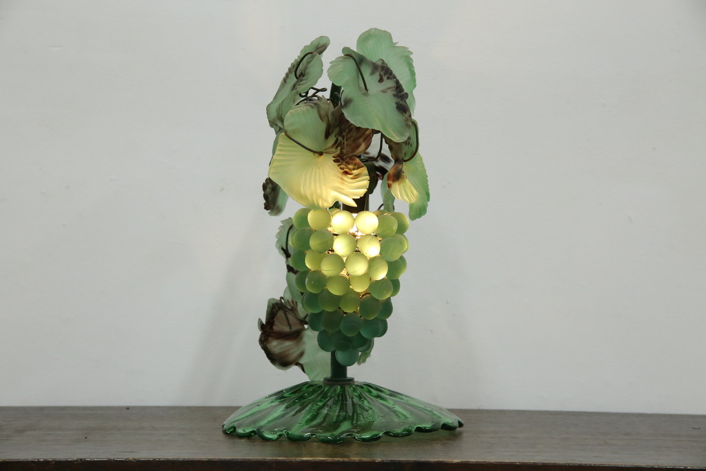 中古　イタリア　トーソー社(TOSO CESARE)　ムラーノガラス(MURANO)　ブドウ(葡萄、ぶどう)　1灯　空間のアクセントになるテーブルスタンド(テーブルライト、卓上ランプ、ベネチアングラス、ムラノガラス)(R-083330)