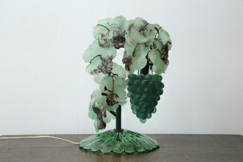 中古　イタリア　トーソー社(TOSO CESARE)　ムラーノガラス(MURANO)　ブドウ(葡萄、ぶどう)　1灯　空間のアクセントになるテーブルスタンド(テーブルライト、卓上ランプ、ベネチアングラス、ムラノガラス)(R-083330)