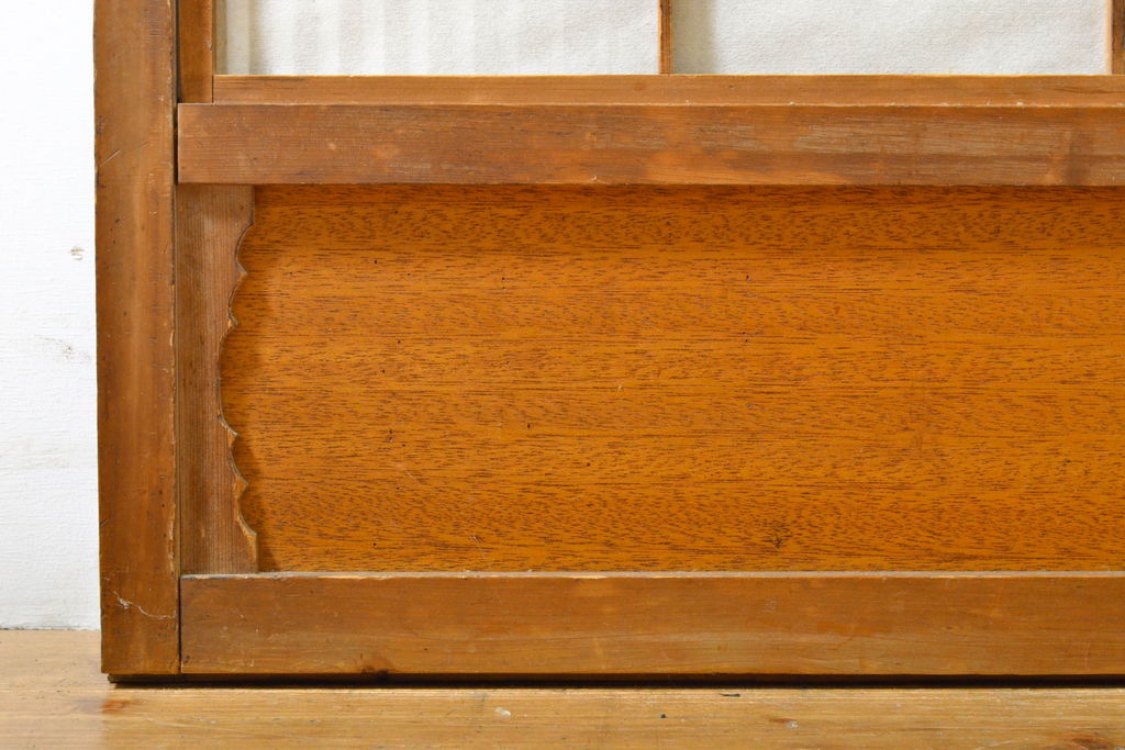 アンティーク建具　上品な佇まいが魅力の裏障子付き障子戸2枚セット(引き戸、ガラス帯戸、建具)(R-063001)