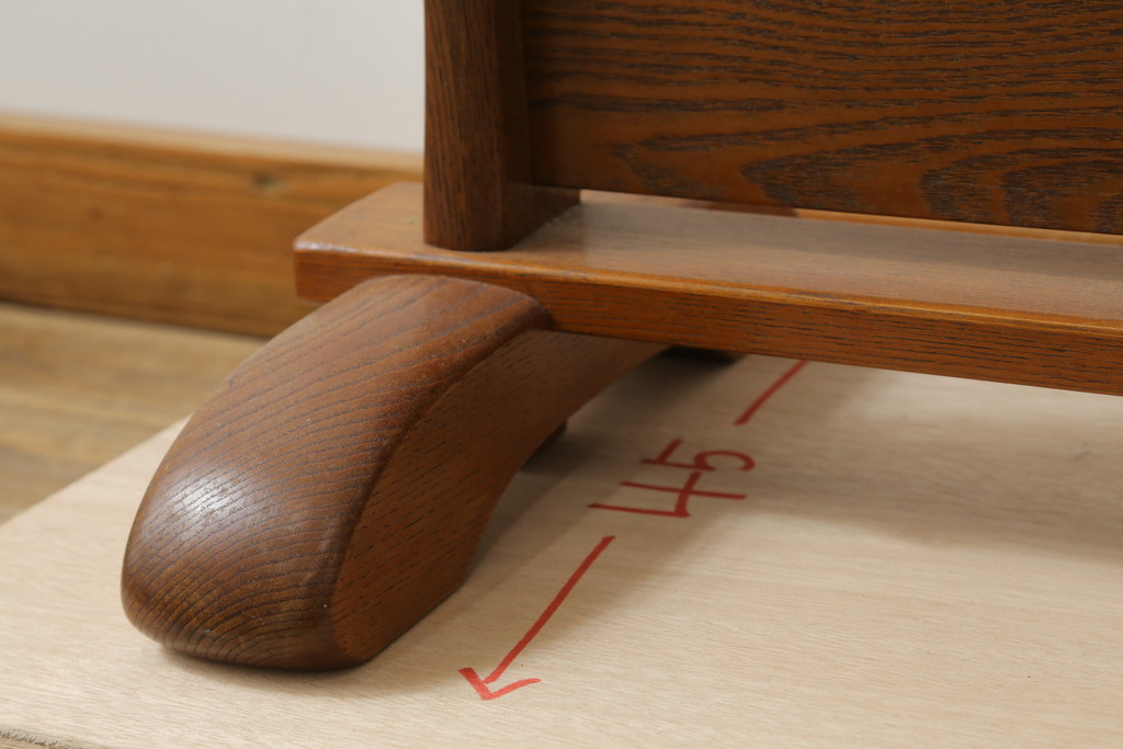 中古　美品　タモ材　落ち着きのある佇まいが魅力的な姿見(スタンドミラー、鏡)(R-076661)