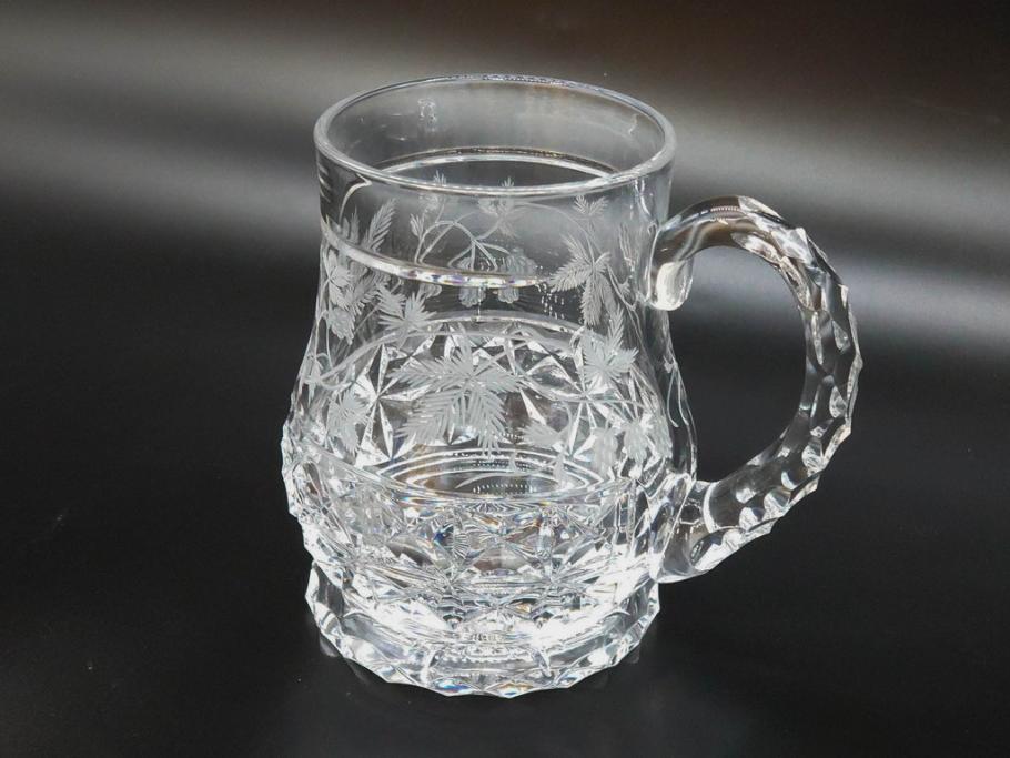 フランス　Baccarat　バカラ　特別限定　希少　1989-5/80　きらめく上品なカットが美しいビアマグ(フルレッドクリスタルガラス、ジョッキ、グラス、ケース付き、証明書付き)(R-077068)