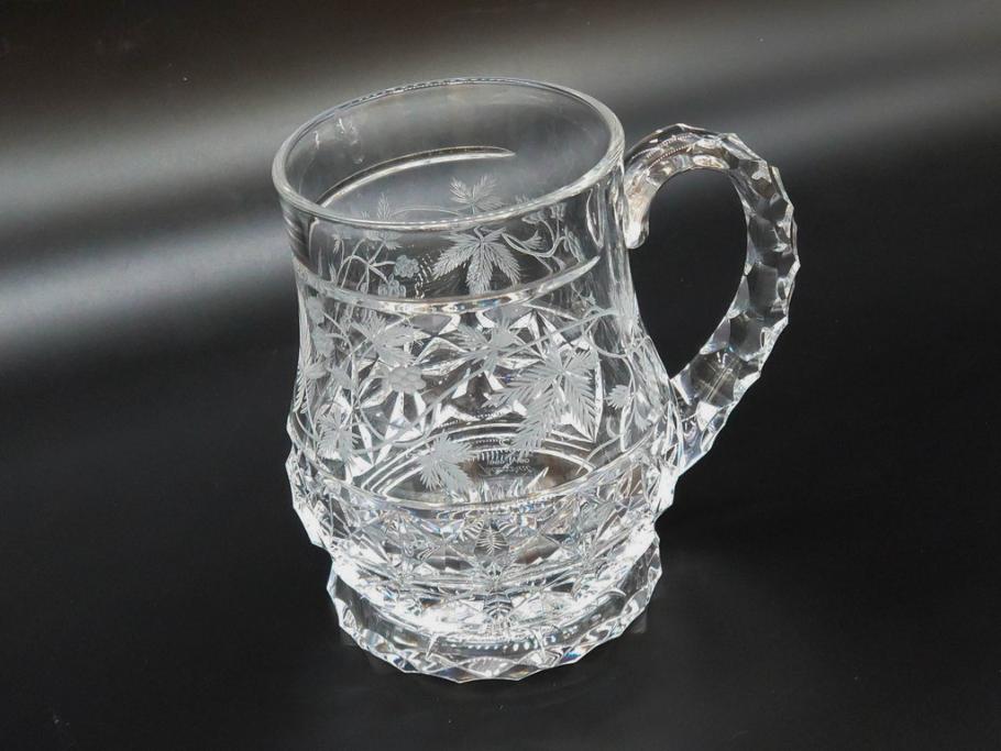 フランス　Baccarat　バカラ　特別限定　希少　1989-5/80　きらめく上品なカットが美しいビアマグ(フルレッドクリスタルガラス、ジョッキ、グラス、ケース付き、証明書付き)(R-077068)