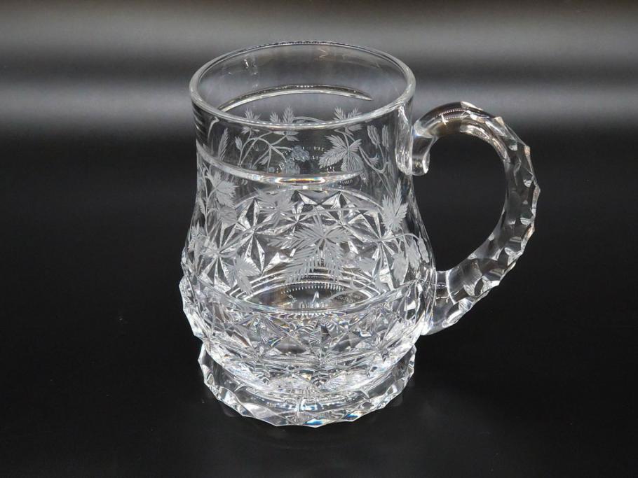 フランス　Baccarat　バカラ　特別限定　希少　1989-5/80　きらめく上品なカットが美しいビアマグ(フルレッドクリスタルガラス、ジョッキ、グラス、ケース付き、証明書付き)(R-077068)