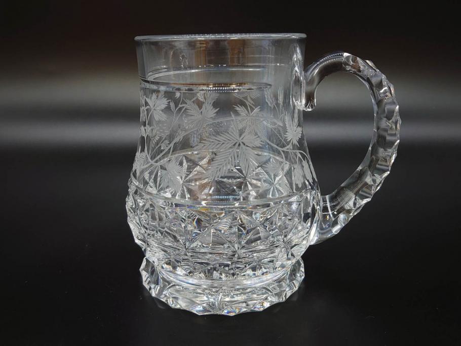 フランス　Baccarat　バカラ　特別限定　希少　1989-5/80　きらめく上品なカットが美しいビアマグ(フルレッドクリスタルガラス、ジョッキ、グラス、ケース付き、証明書付き)(R-077068)
