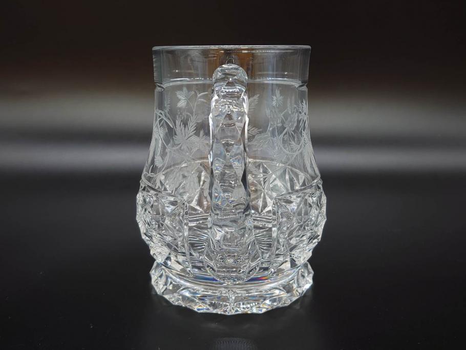 フランス　Baccarat　バカラ　特別限定　希少　1989-5/80　きらめく上品なカットが美しいビアマグ(フルレッドクリスタルガラス、ジョッキ、グラス、ケース付き、証明書付き)(R-077068)