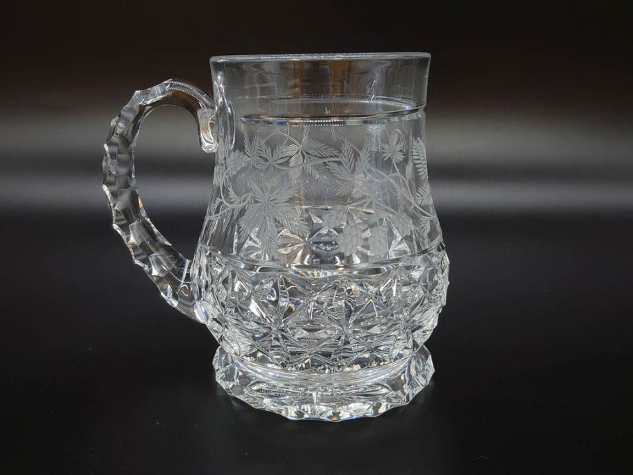 フランス　Baccarat　バカラ　特別限定　希少　1989-5/80　きらめく上品なカットが美しいビアマグ(フルレッドクリスタルガラス、ジョッキ、グラス、ケース付き、証明書付き)(R-077068)