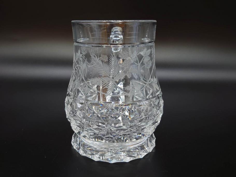 フランス　Baccarat　バカラ　特別限定　希少　1989-5/80　きらめく上品なカットが美しいビアマグ(フルレッドクリスタルガラス、ジョッキ、グラス、ケース付き、証明書付き)(R-077068)
