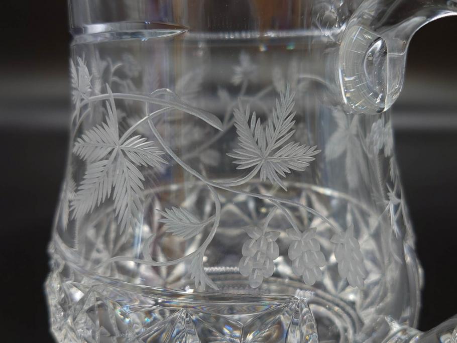 フランス　Baccarat　バカラ　特別限定　希少　1989-5/80　きらめく上品なカットが美しいビアマグ(フルレッドクリスタルガラス、ジョッキ、グラス、ケース付き、証明書付き)(R-077068)