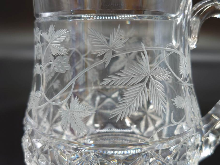 フランス　Baccarat　バカラ　特別限定　希少　1989-5/80　きらめく上品なカットが美しいビアマグ(フルレッドクリスタルガラス、ジョッキ、グラス、ケース付き、証明書付き)(R-077068)