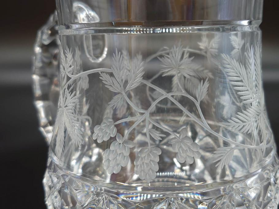 フランス　Baccarat　バカラ　特別限定　希少　1989-5/80　きらめく上品なカットが美しいビアマグ(フルレッドクリスタルガラス、ジョッキ、グラス、ケース付き、証明書付き)(R-077068)
