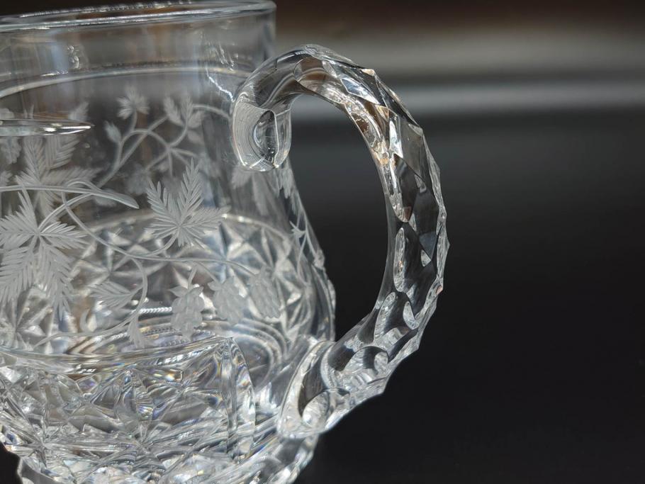 フランス　Baccarat　バカラ　特別限定　希少　1989-5/80　きらめく上品なカットが美しいビアマグ(フルレッドクリスタルガラス、ジョッキ、グラス、ケース付き、証明書付き)(R-077068)