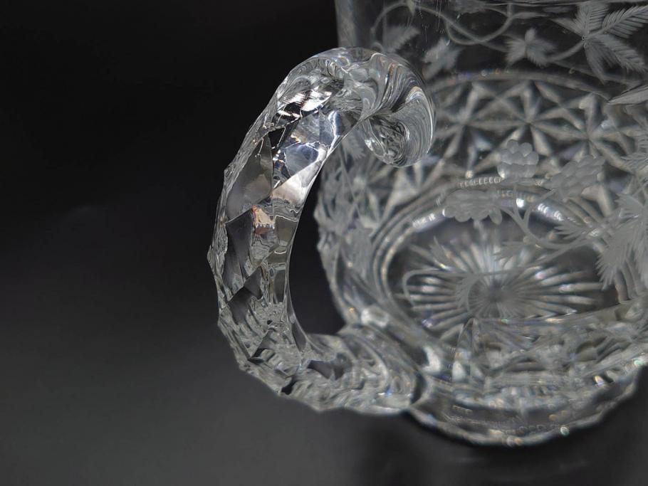 フランス　Baccarat　バカラ　特別限定　希少　1989-5/80　きらめく上品なカットが美しいビアマグ(フルレッドクリスタルガラス、ジョッキ、グラス、ケース付き、証明書付き)(R-077068)