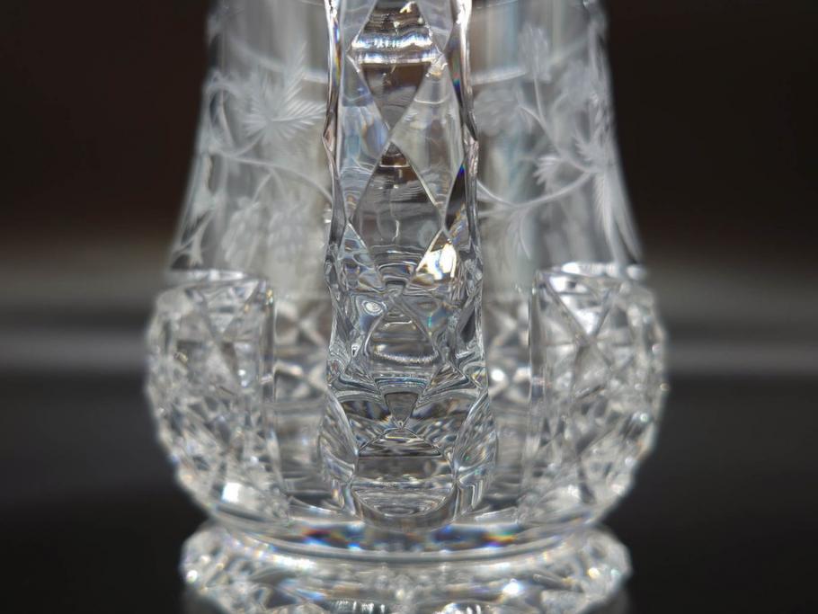 フランス　Baccarat　バカラ　特別限定　希少　1989-5/80　きらめく上品なカットが美しいビアマグ(フルレッドクリスタルガラス、ジョッキ、グラス、ケース付き、証明書付き)(R-077068)