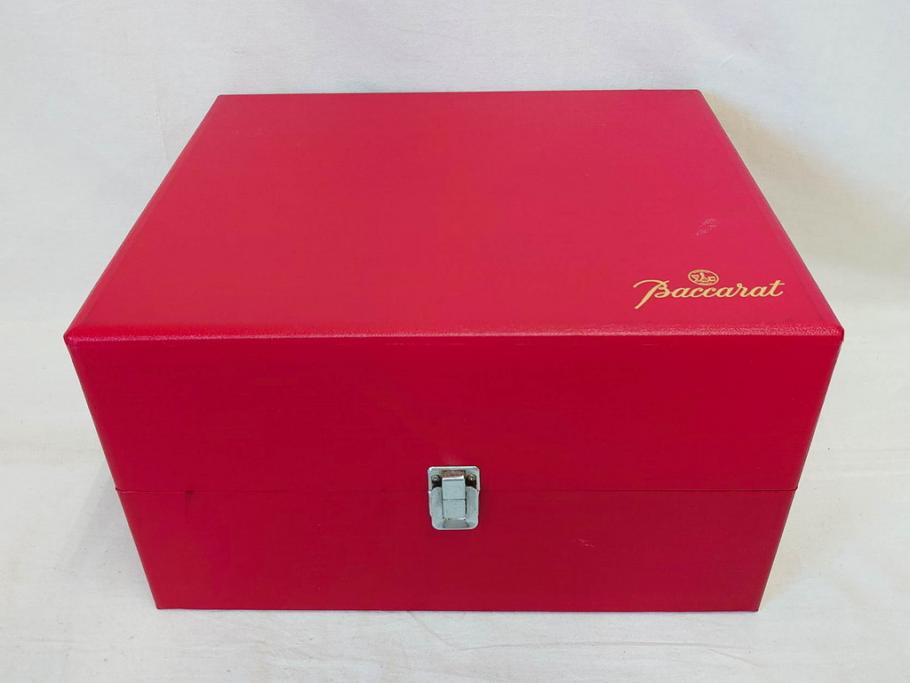 フランス　Baccarat　バカラ　特別限定　希少　1989-5/80　きらめく上品なカットが美しいビアマグ(フルレッドクリスタルガラス、ジョッキ、グラス、ケース付き、証明書付き)(R-077068)