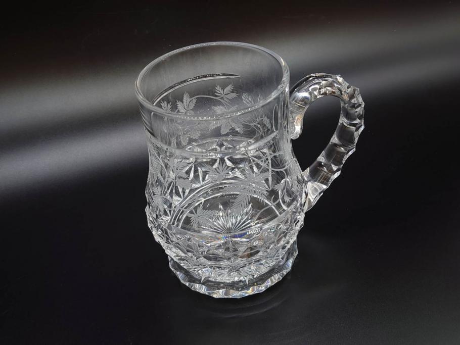 フランス　Baccarat　バカラ　特別限定　希少　1989-6/80　きらめく上品なカットが美しいビアマグ(フルレッドクリスタルガラス、ジョッキ、グラス、ケース付き、証明書付き)(R-077069)