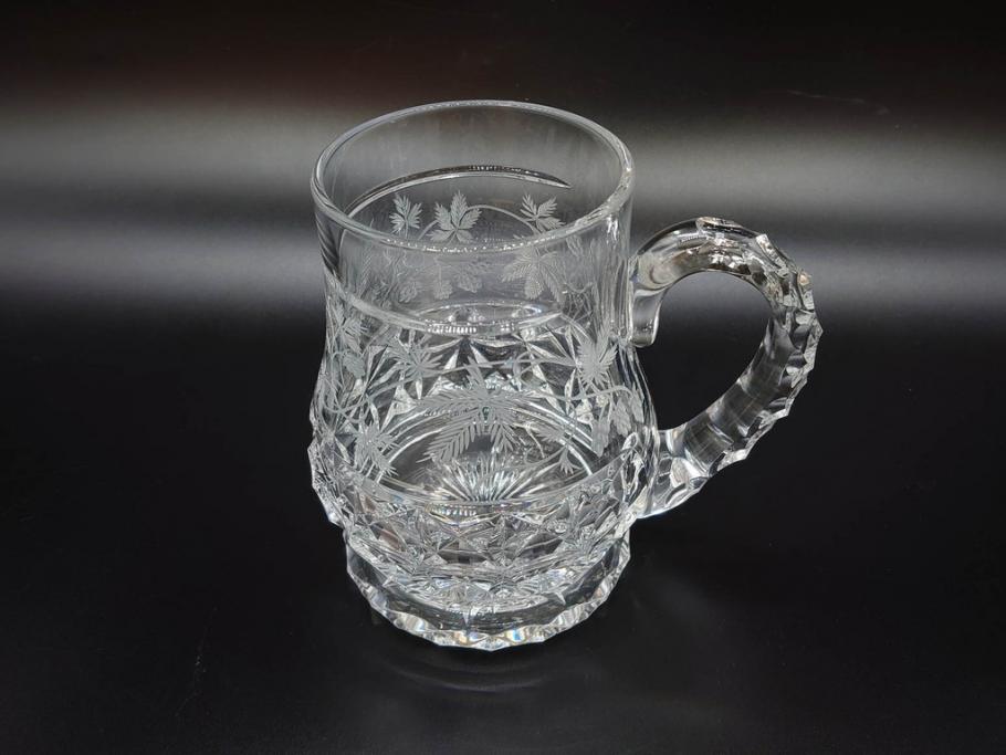 フランス　Baccarat　バカラ　特別限定　希少　1989-6/80　きらめく上品なカットが美しいビアマグ(フルレッドクリスタルガラス、ジョッキ、グラス、ケース付き、証明書付き)(R-077069)
