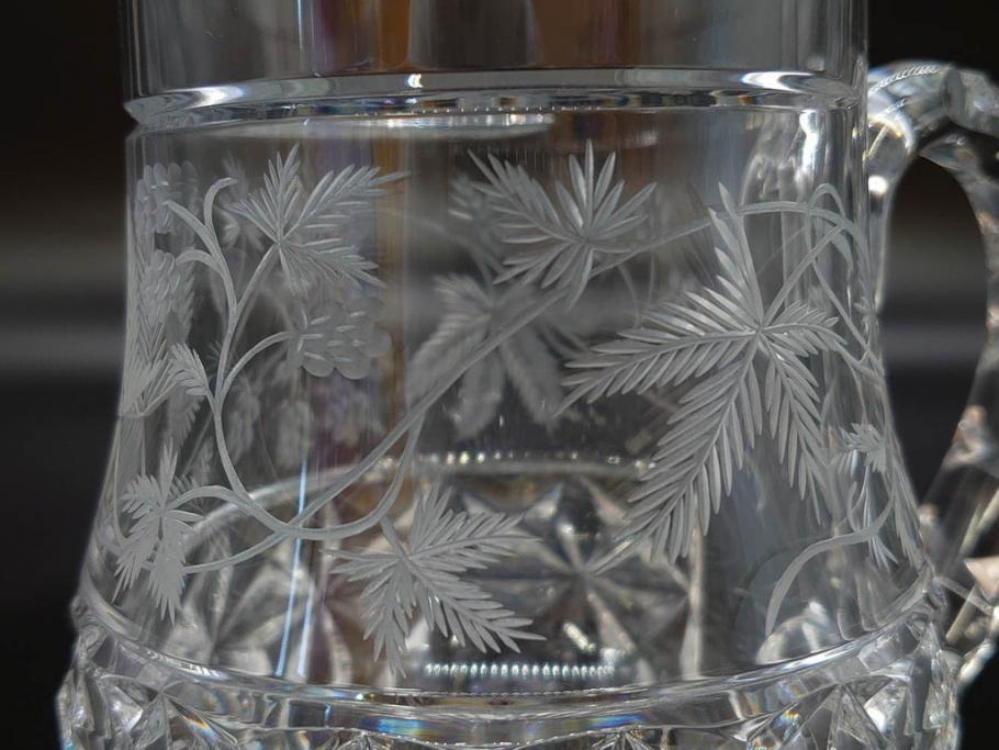 フランス　Baccarat　バカラ　特別限定　希少　1989-6/80　きらめく上品なカットが美しいビアマグ(フルレッドクリスタルガラス、ジョッキ、グラス、ケース付き、証明書付き)(R-077069)