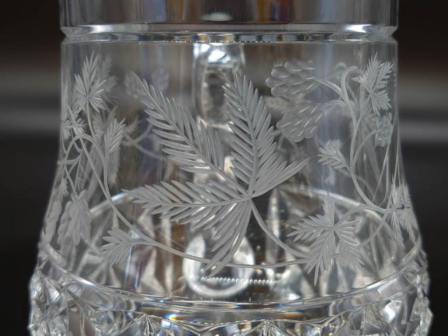 フランス　Baccarat　バカラ　特別限定　希少　1989-6/80　きらめく上品なカットが美しいビアマグ(フルレッドクリスタルガラス、ジョッキ、グラス、ケース付き、証明書付き)(R-077069)