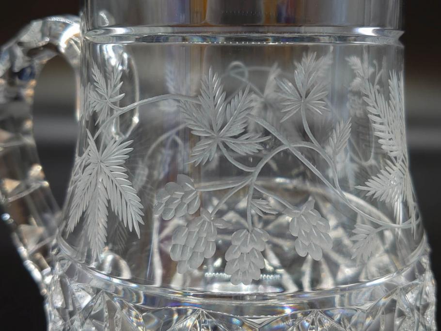 フランス　Baccarat　バカラ　特別限定　希少　1989-6/80　きらめく上品なカットが美しいビアマグ(フルレッドクリスタルガラス、ジョッキ、グラス、ケース付き、証明書付き)(R-077069)