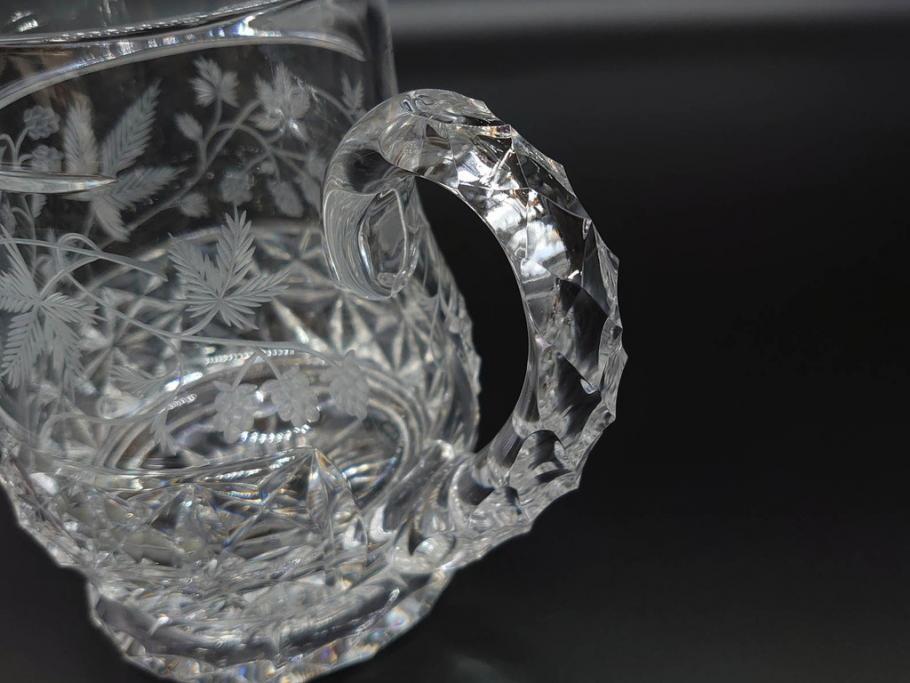 フランス　Baccarat　バカラ　特別限定　希少　1989-6/80　きらめく上品なカットが美しいビアマグ(フルレッドクリスタルガラス、ジョッキ、グラス、ケース付き、証明書付き)(R-077069)