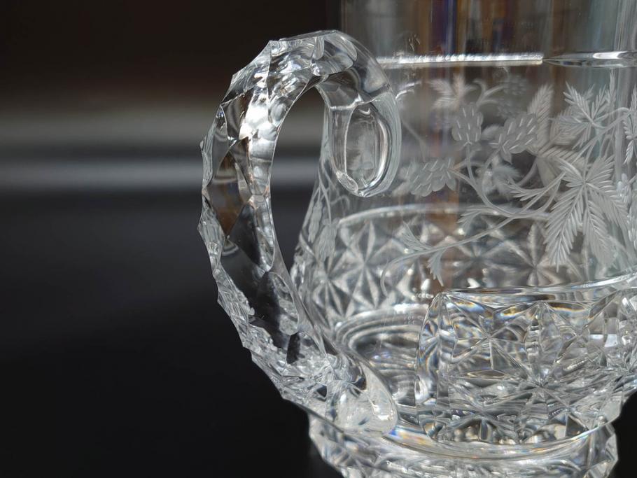 フランス　Baccarat　バカラ　特別限定　希少　1989-6/80　きらめく上品なカットが美しいビアマグ(フルレッドクリスタルガラス、ジョッキ、グラス、ケース付き、証明書付き)(R-077069)