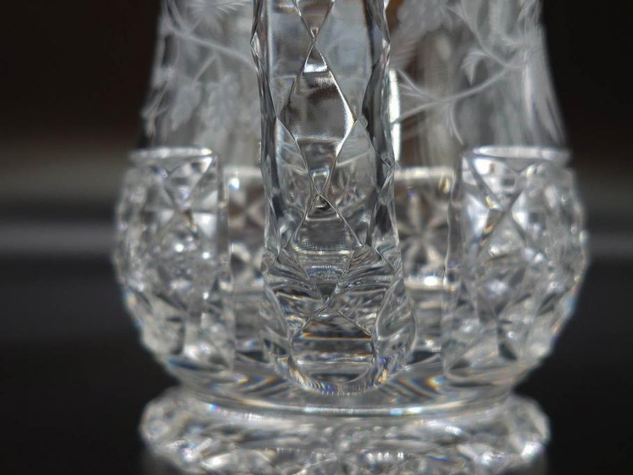 フランス　Baccarat　バカラ　特別限定　希少　1989-6/80　きらめく上品なカットが美しいビアマグ(フルレッドクリスタルガラス、ジョッキ、グラス、ケース付き、証明書付き)(R-077069)