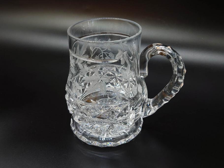 フランス　Baccarat　バカラ　特別限定　希少　1989-7/80　きらめく上品なカットが美しいビアマグ(フルレッドクリスタルガラス、ジョッキ、グラス、ケース付き、証明書付き)(R-077070)