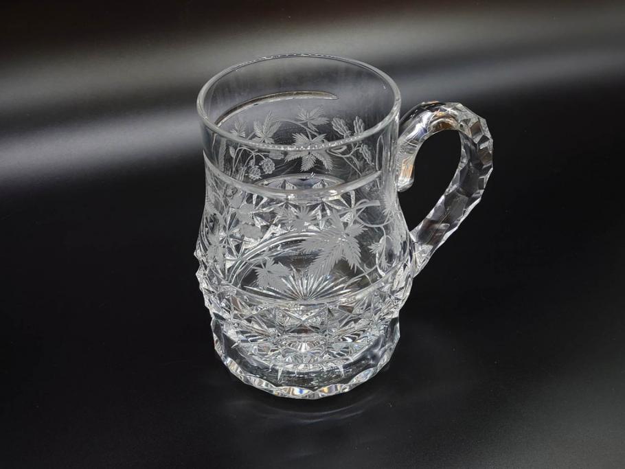 フランス　Baccarat　バカラ　特別限定　希少　1989-7/80　きらめく上品なカットが美しいビアマグ(フルレッドクリスタルガラス、ジョッキ、グラス、ケース付き、証明書付き)(R-077070)