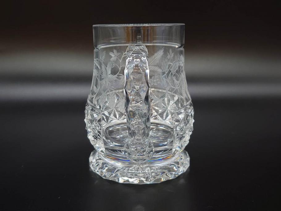 フランス　Baccarat　バカラ　特別限定　希少　1989-7/80　きらめく上品なカットが美しいビアマグ(フルレッドクリスタルガラス、ジョッキ、グラス、ケース付き、証明書付き)(R-077070)