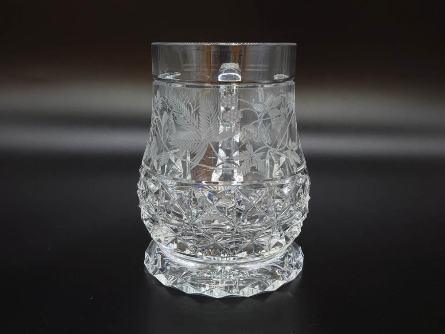 フランス　Baccarat　バカラ　特別限定　希少　1989-7/80　きらめく上品なカットが美しいビアマグ(フルレッドクリスタルガラス、ジョッキ、グラス、ケース付き、証明書付き)(R-077070)