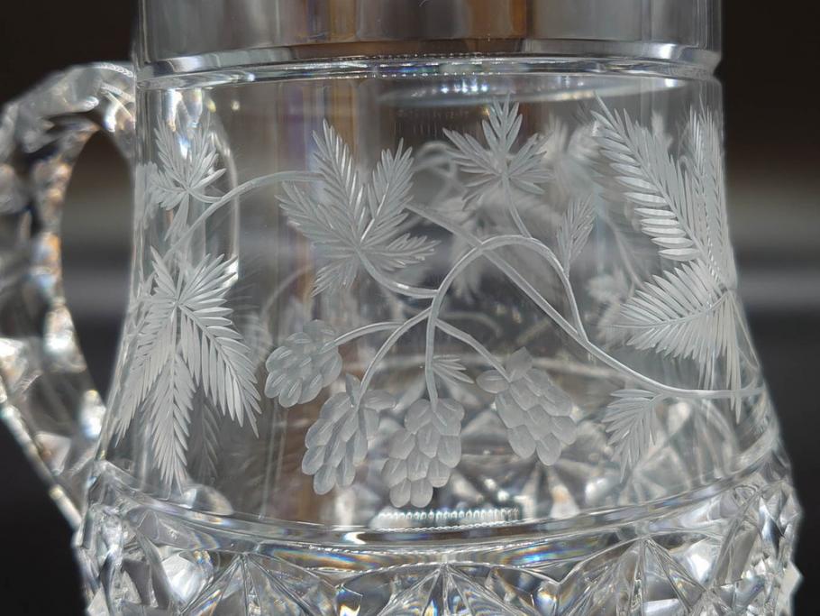 フランス　Baccarat　バカラ　特別限定　希少　1989-7/80　きらめく上品なカットが美しいビアマグ(フルレッドクリスタルガラス、ジョッキ、グラス、ケース付き、証明書付き)(R-077070)