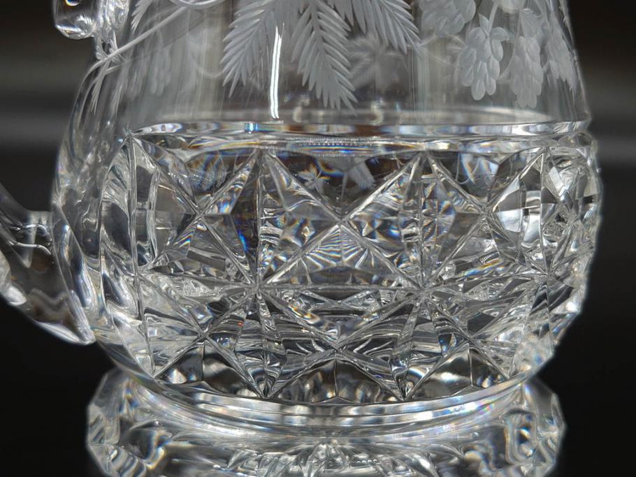 フランス　Baccarat　バカラ　特別限定　希少　1989-7/80　きらめく上品なカットが美しいビアマグ(フルレッドクリスタルガラス、ジョッキ、グラス、ケース付き、証明書付き)(R-077070)