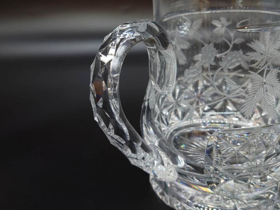 フランス　Baccarat　バカラ　特別限定　希少　1989-7/80　きらめく上品なカットが美しいビアマグ(フルレッドクリスタルガラス、ジョッキ、グラス、ケース付き、証明書付き)(R-077070)