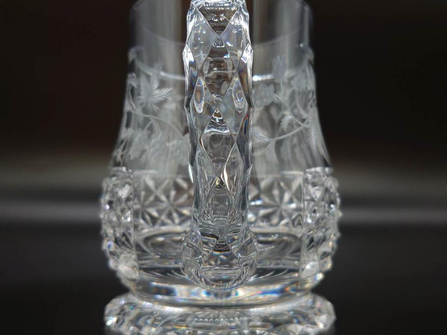 フランス　Baccarat　バカラ　特別限定　希少　1989-7/80　きらめく上品なカットが美しいビアマグ(フルレッドクリスタルガラス、ジョッキ、グラス、ケース付き、証明書付き)(R-077070)